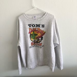Vintage Lazy Dog Saloon Big‎ Graphic Crewneck Sweater XL THRASHED